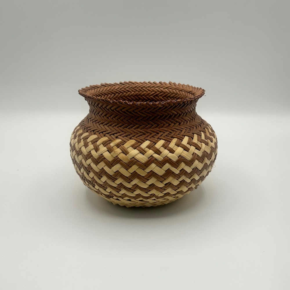 Vintage Tarahumara Raramuri Double Weave Basket Mexico Olla Southwestern
